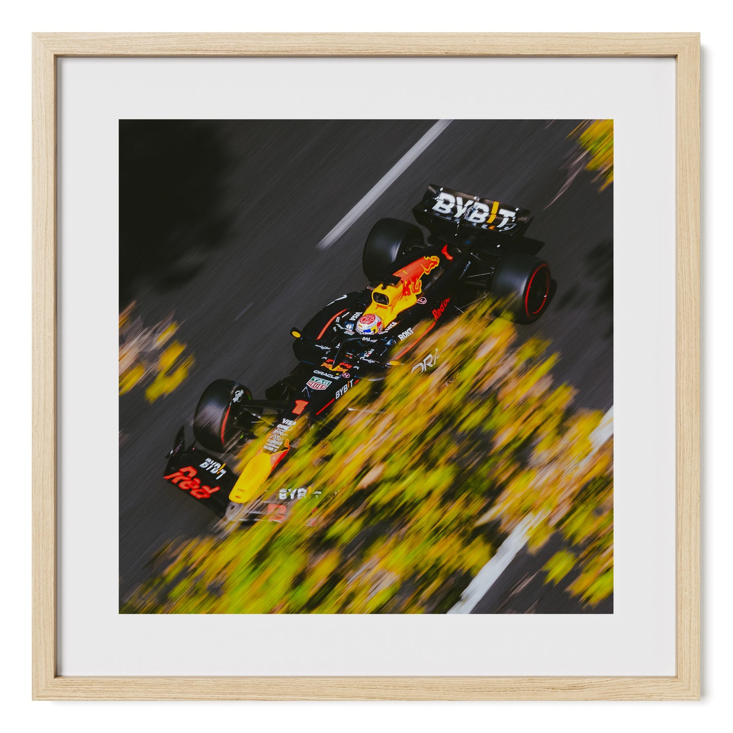 Formula 1 framed fine art photo print of Max Verstappen in Red Bull F1 racing car at the 2024 Azerbaijan Grand Prix.