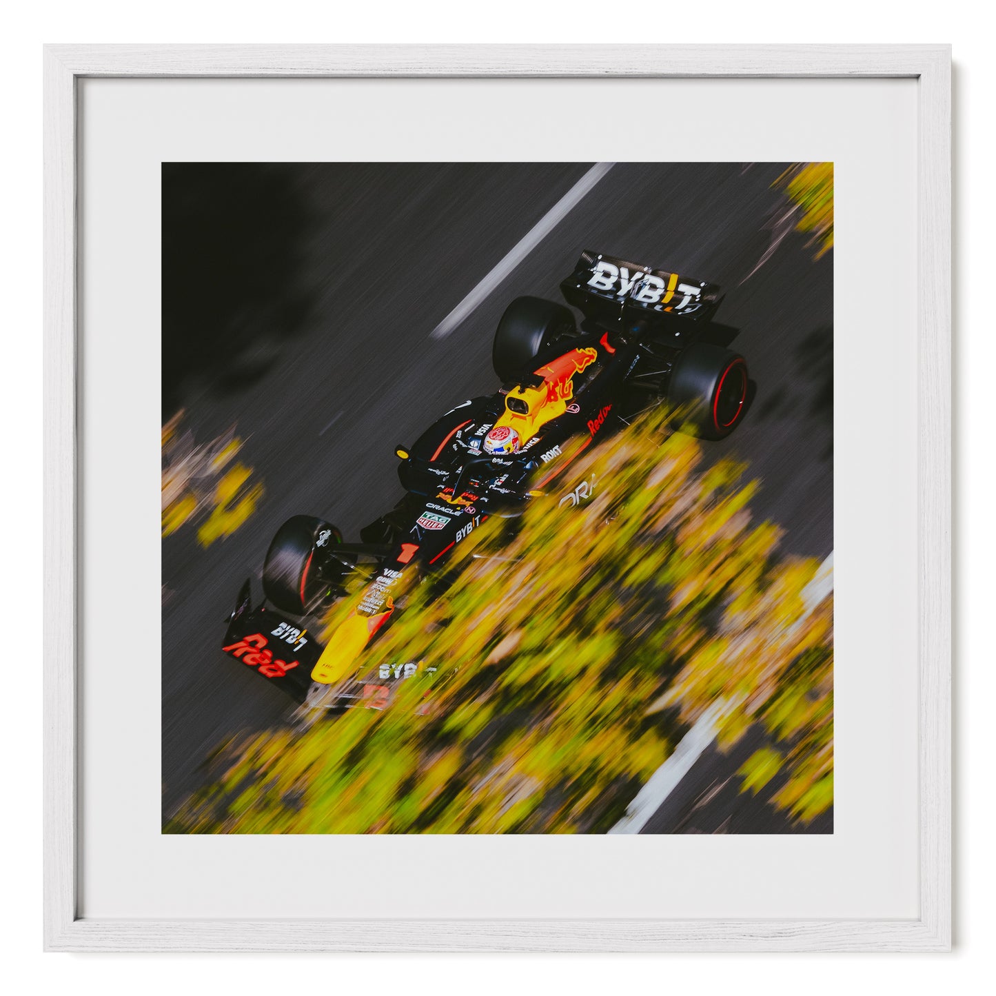 Formula 1 framed fine art photo print of Max Verstappen in Red Bull F1 racing car at the 2024 Azerbaijan Grand Prix.